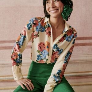 Sezane Anouk Silk Shirt Blouse Top 42 (worn Once)